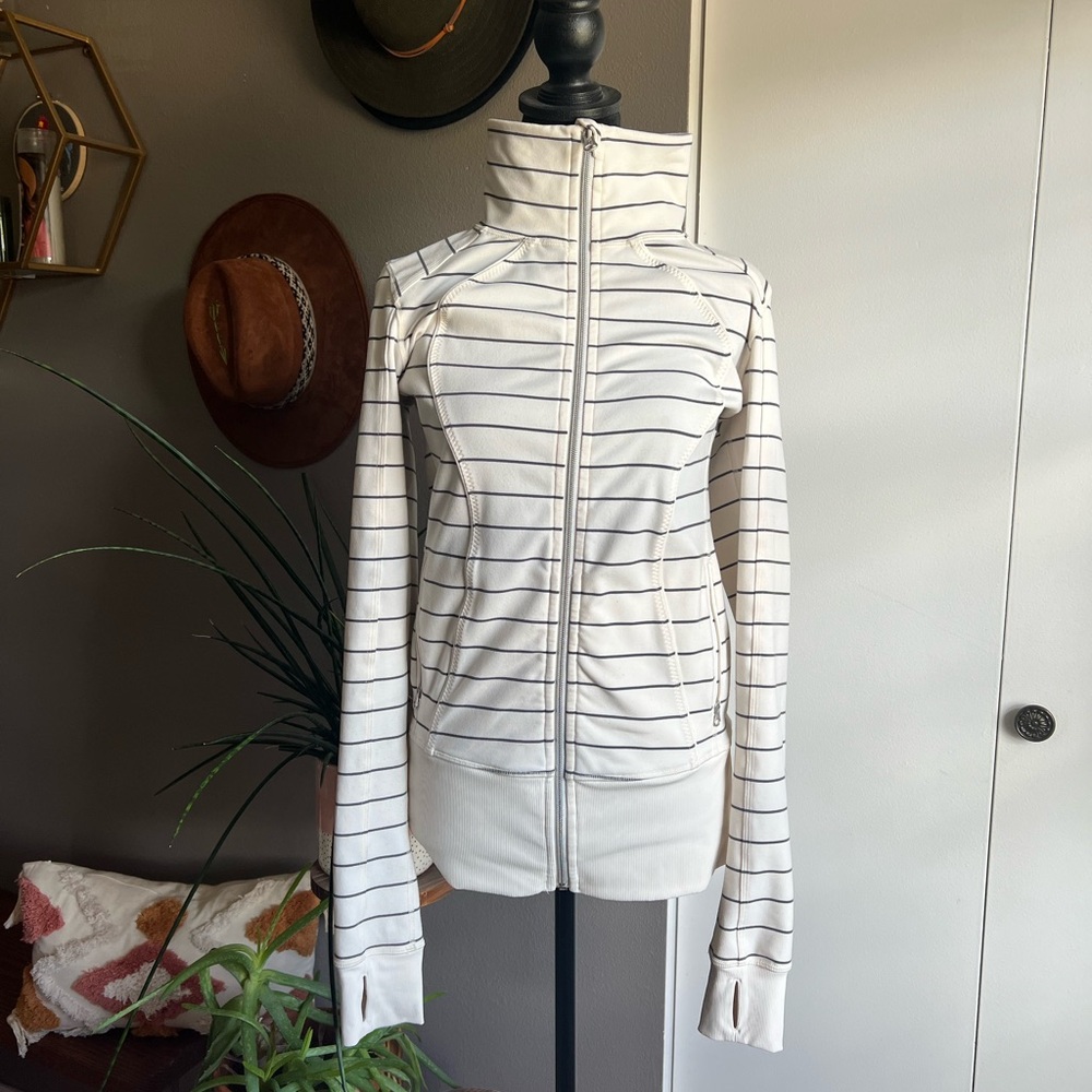Lululemon Athletica Cream and Black Striped Jacket